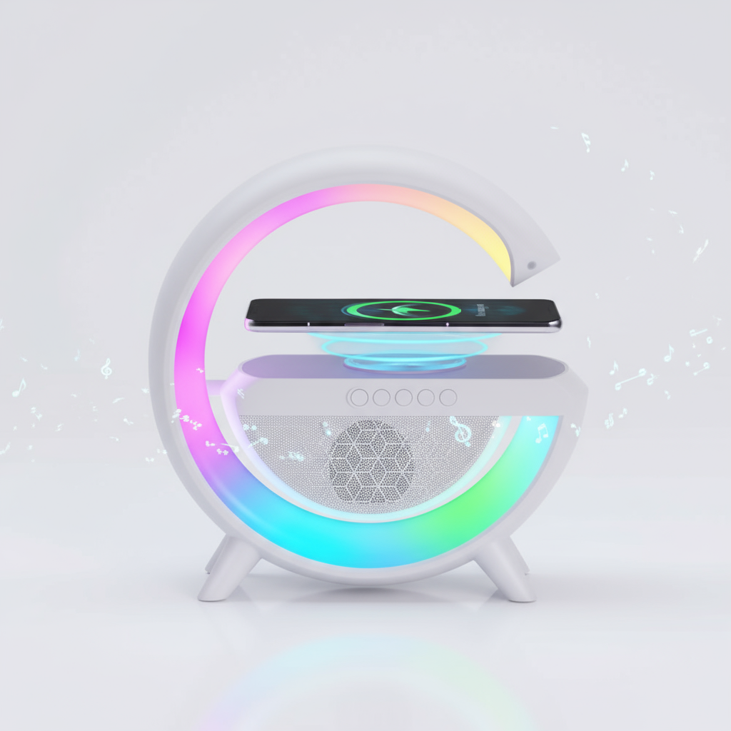 RGB Lights Table Lamp Speaker With Wireless Charger with Google Assistant Smart Speaker