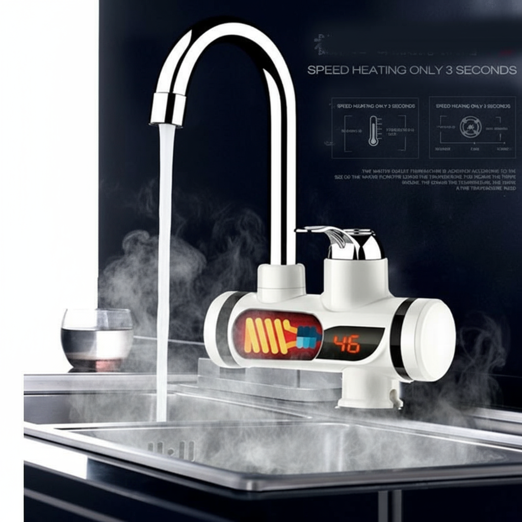 Instant Electric (3000W) Water Heater Faucet Tap Home-Kitchen