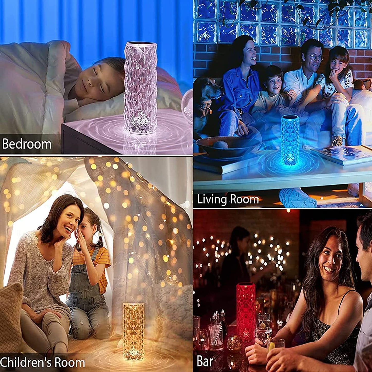 Rose Crystal Diamond LED Table Lamp | 16 Color Changing Touch Bedside Night Light with Remote