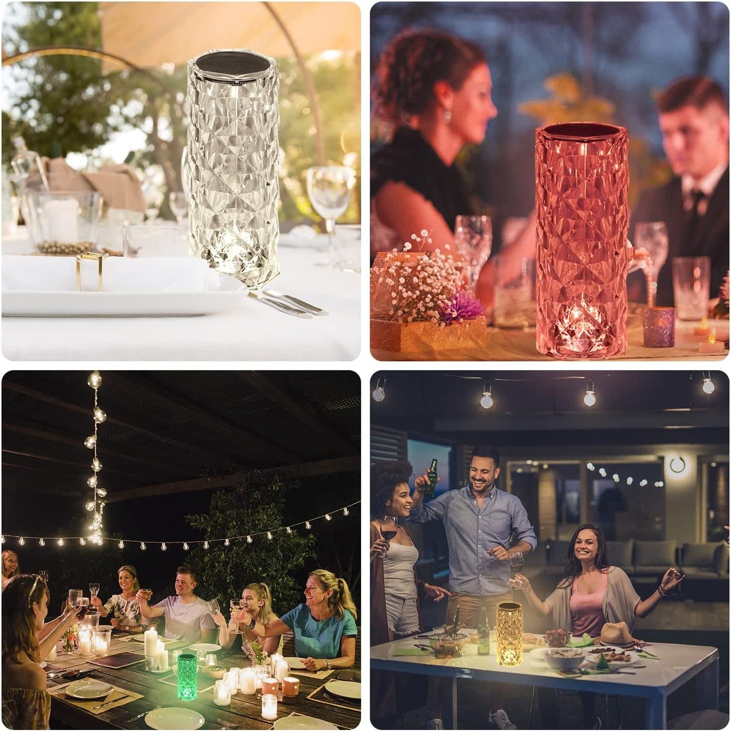 Rose Crystal Diamond LED Table Lamp | 16 Color Changing Touch Bedside Night Light with Remote