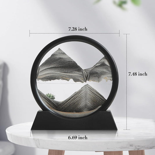360 Rotating Moving Sand Art Glass Frame for Home & Office Table Decor Showpiece Decorative Showpiece
