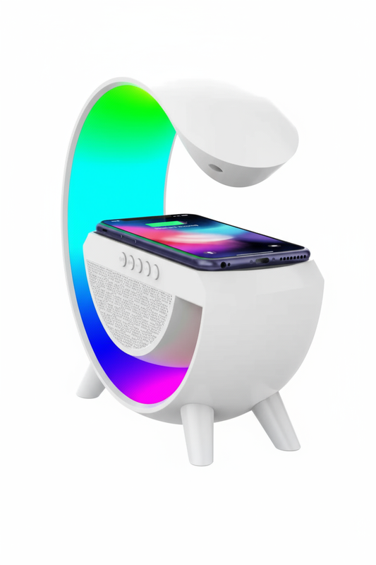 RGB Lights Table Lamp Speaker With Wireless Charger with Google Assistant Smart Speaker