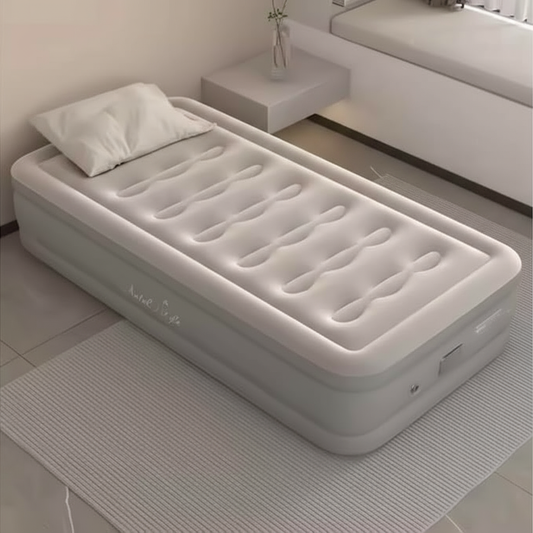 Single Air Bed with Built-in Pump | Inflatable Mattress for Home, Camping & Travel