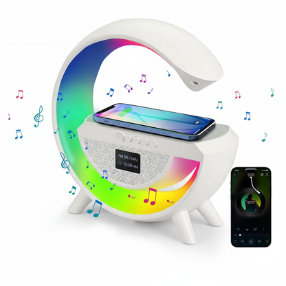 RGB Lights Table Lamp Speaker With Wireless Charger with Google Assistant Smart Speaker