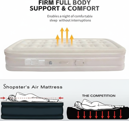 Single Air Bed with Built-in Pump | Inflatable Mattress for Home, Camping & Travel