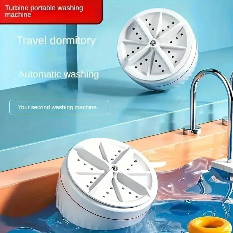 Mini Portable Turbo Washing Machine – USB Ultrasonic Washer for Travel & Home Use