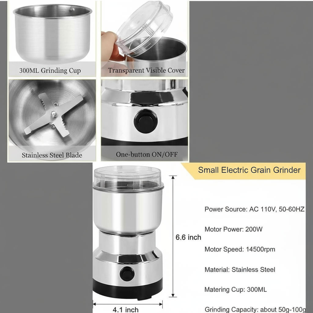 Stainless Steel Nima Mini Mixer Grinder 200 W Mixer Grinder