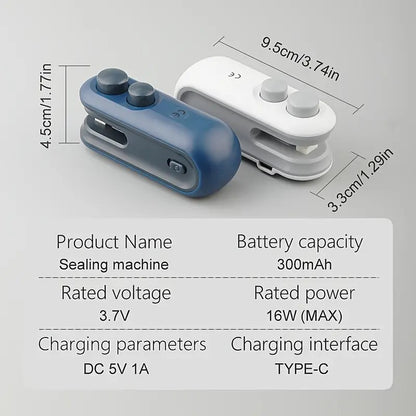 Mini Portable Heat Sealer – Rechargeable Bag Sealing Machine for Food Storage & Freshness