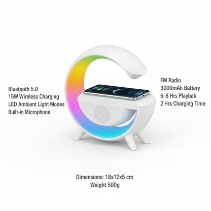 RGB Lights Table Lamp Speaker With Wireless Charger with Google Assistant Smart Speaker