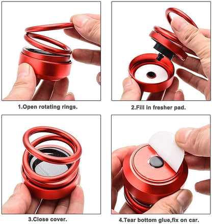 Solar Energy Rotating Ring Car Perfume – Long Lasting French Organic Fragrance | Luxury Dashboard Air Freshener