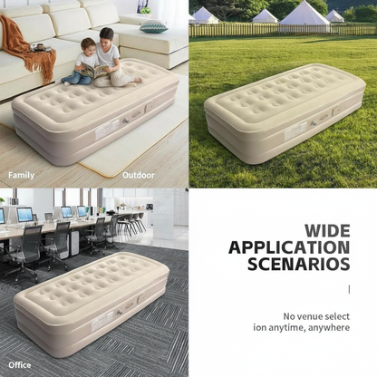 Single Air Bed with Built-in Pump | Inflatable Mattress for Home, Camping & Travel