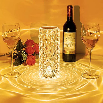 Rose Crystal Diamond LED Table Lamp | 16 Color Changing Touch Bedside Night Light with Remote