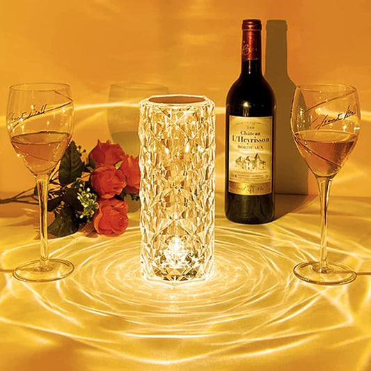 Rose Crystal Diamond LED Table Lamp | 16 Color Changing Touch Bedside Night Light with Remote