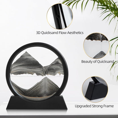 360 Rotating Moving Sand Art Glass Frame for Home & Office Table Decor Showpiece Decorative Showpiece