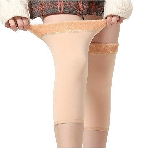 Knee support leg warmer long socks cashmere thick velvet woolen fleece for winter