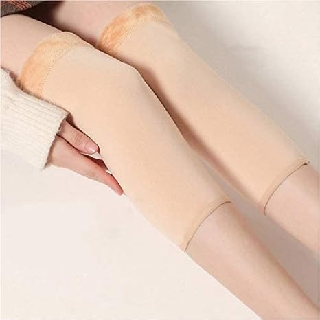 Knee support leg warmer long socks cashmere thick velvet woolen fleece for winter