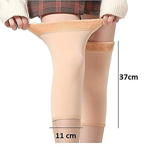 Knee support leg warmer long socks cashmere thick velvet woolen fleece for winter