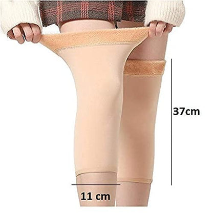 Knee support leg warmer long socks cashmere thick velvet woolen fleece for winter