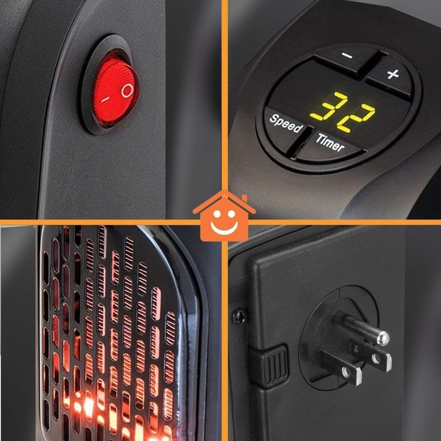400W Plug-in Handy Heater with Digital Temperature Control, LED Display & Timer | Portable Mini Room Heater