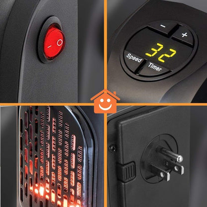 400W Plug-in Handy Heater with Digital Temperature Control, LED Display & Timer | Portable Mini Room Heater