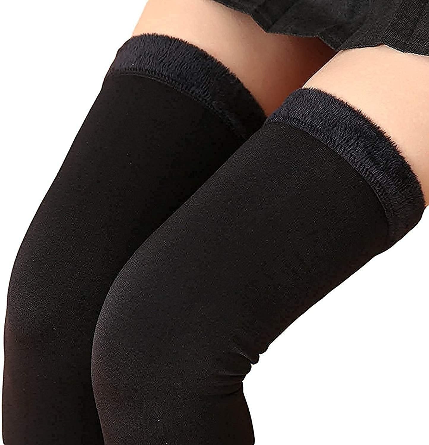 Knee support leg warmer long socks cashmere thick velvet woolen fleece for winter