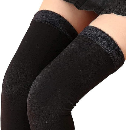 Knee support leg warmer long socks cashmere thick velvet woolen fleece for winter